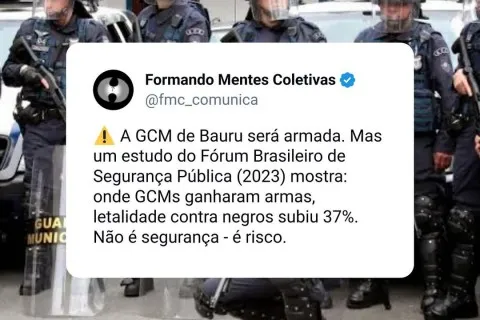 GCM armada em Bauru: medida aumenta risco de violência e atinge principalmente população negra